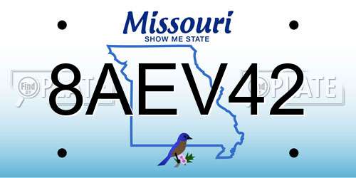 8AEV42 Missouri License Plate