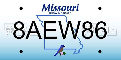 8AEW86 Missouri License Plate