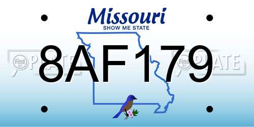 8AF179 Missouri License Plate