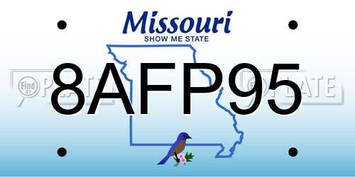 8AFP95 Missouri License Plate