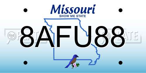 8AFU88 Missouri License Plate