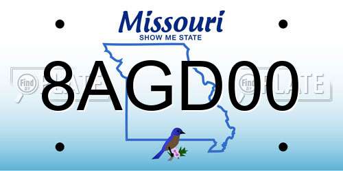 8AGD00 Missouri License Plate