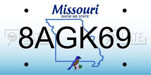 8AGK69 Missouri License Plate