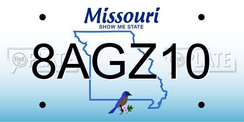 8AGZ10 Missouri License Plate