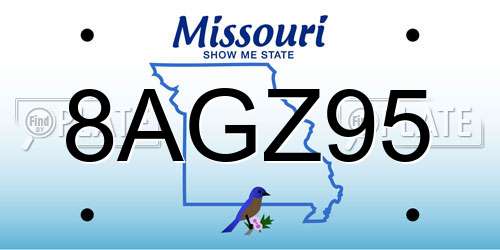 8AGZ95 Missouri License Plate