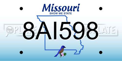 8AI598 Missouri License Plate