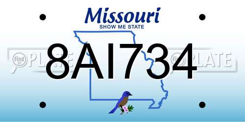8AI734 Missouri License Plate