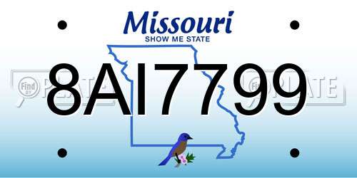 8AI7799 Missouri License Plate