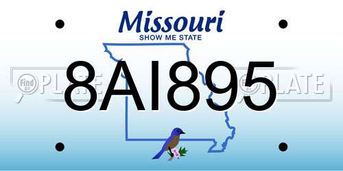 8AI895 Missouri License Plate