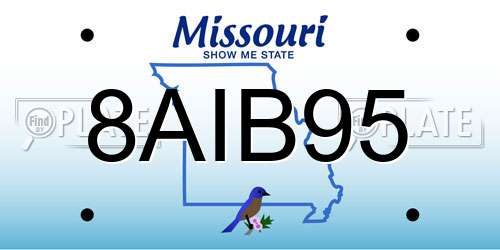8AIB95 Missouri License Plate