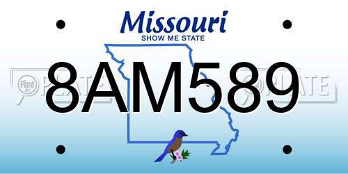8AM589 Missouri License Plate