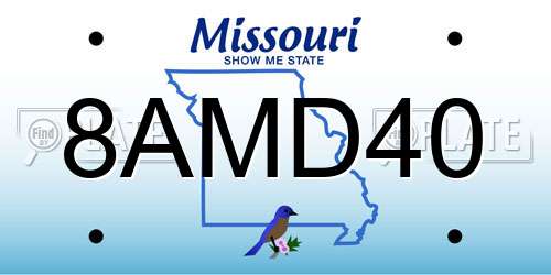 8AMD40 Missouri License Plate