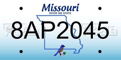 8AP2045 Missouri License Plate
