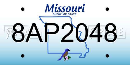 8AP2048 Missouri License Plate