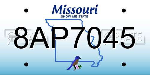 8AP7045 Missouri License Plate