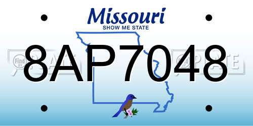 8AP7048 Missouri License Plate