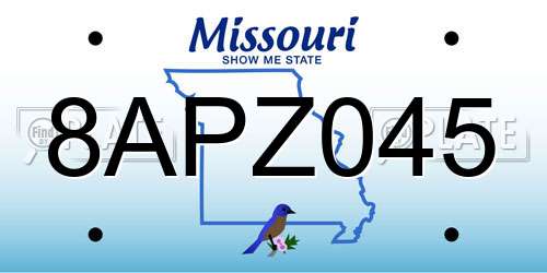 8APZ045 Missouri License Plate