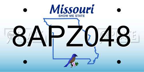 8APZ048 Missouri License Plate