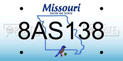 8AS138 Missouri License Plate