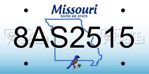 8AS2515 Missouri License Plate
