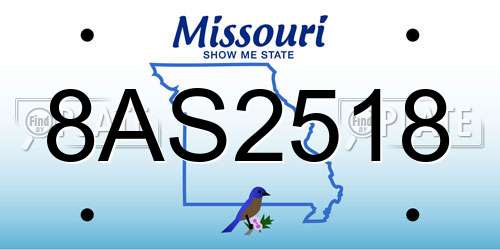 8AS2518 Missouri License Plate