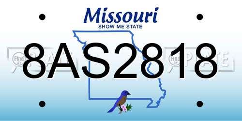 8AS2818 Missouri License Plate