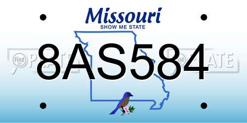8AS584 Missouri License Plate
