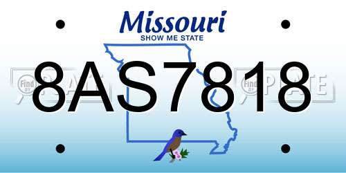 8AS7818 Missouri License Plate