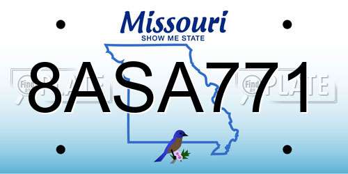 8ASA771 Missouri License Plate