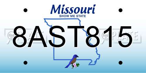 8AST815 Missouri License Plate