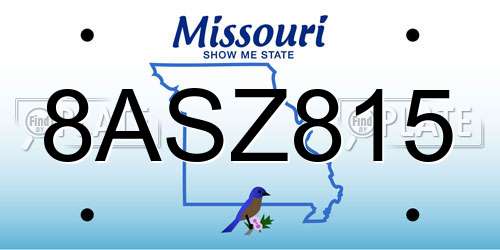 8ASZ815 Missouri License Plate