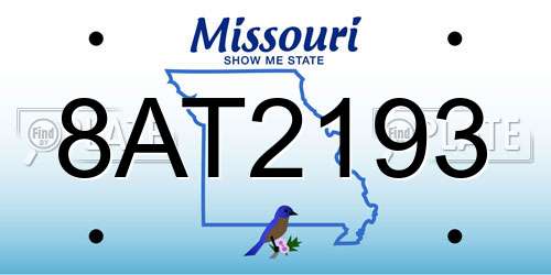 8AT2193 Missouri License Plate