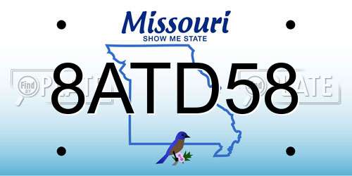 8ATD58 Missouri License Plate