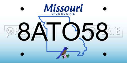 8ATO58 Missouri License Plate