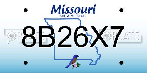8B26X7 Missouri License Plate