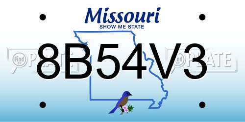 8B54V3 Missouri License Plate