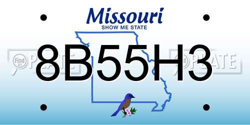 8B55H3 Missouri License Plate