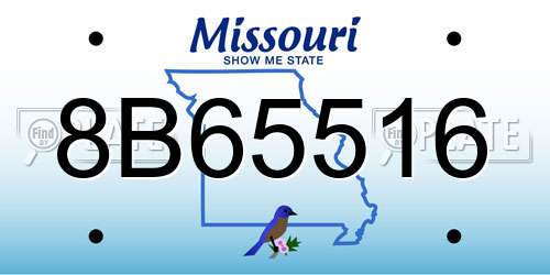 8B65516 Missouri License Plate