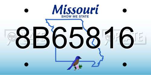 8B65816 Missouri License Plate
