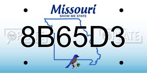 8B65D3 Missouri License Plate