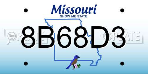 8B68D3 Missouri License Plate