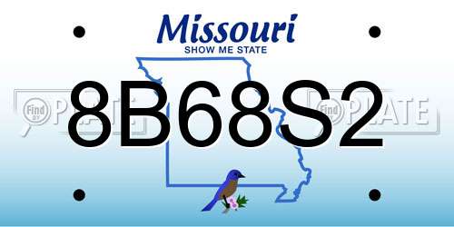 8B68S2 Missouri License Plate