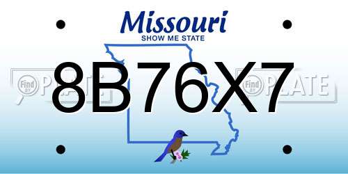 8B76X7 Missouri License Plate