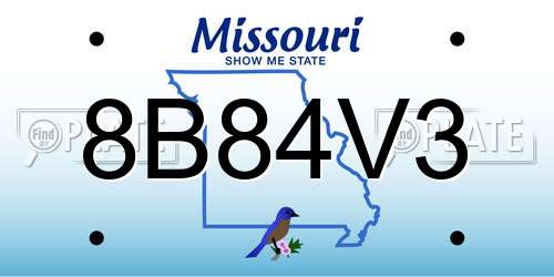8B84V3 Missouri License Plate
