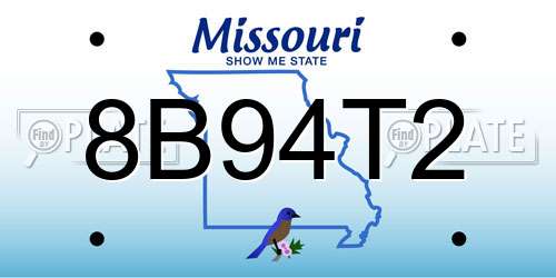 8B94T2 Missouri License Plate