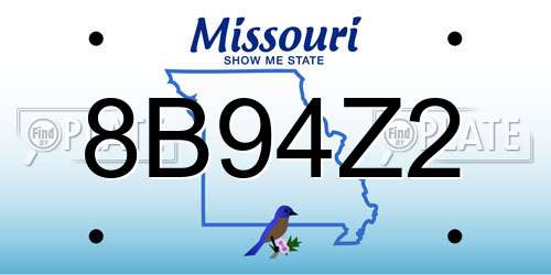 8B94Z2 Missouri License Plate