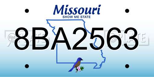 8BA2563 Missouri License Plate