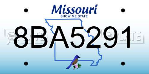 8BA5291 Missouri License Plate