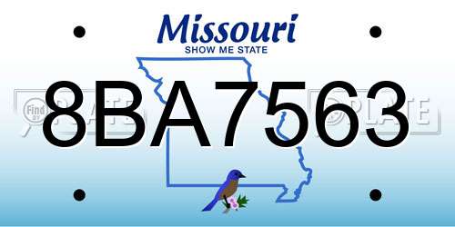 8BA7563 Missouri License Plate