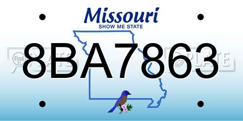 8BA7863 Missouri License Plate
